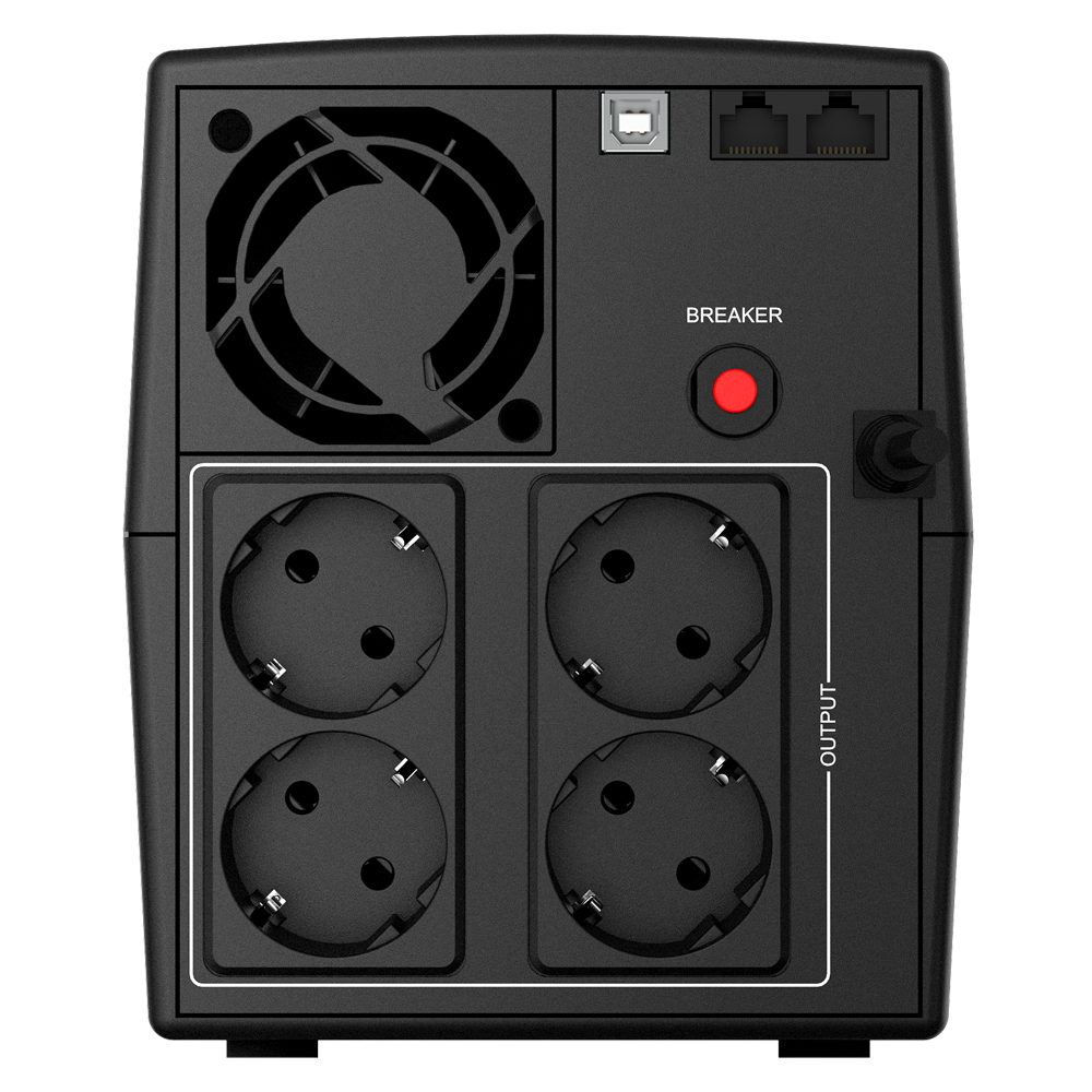 UPS 1500VA 900W pentru sisteme camere video supraveghere CCTV spate prize schuko