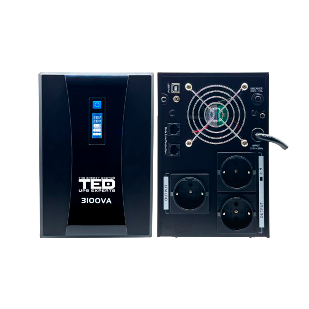 UPS 3100VA 1800W Line Interactive LCD TED Electric TED004673 Imagine secundară a produsului