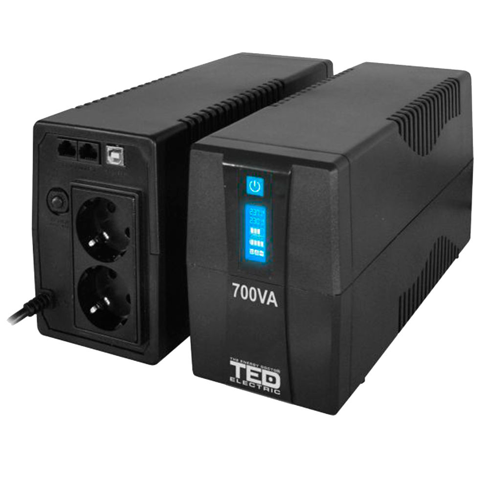 UPS 700VA 400W Line Interactive LCD TED Electric TED003959 Imagine secundară a produsului