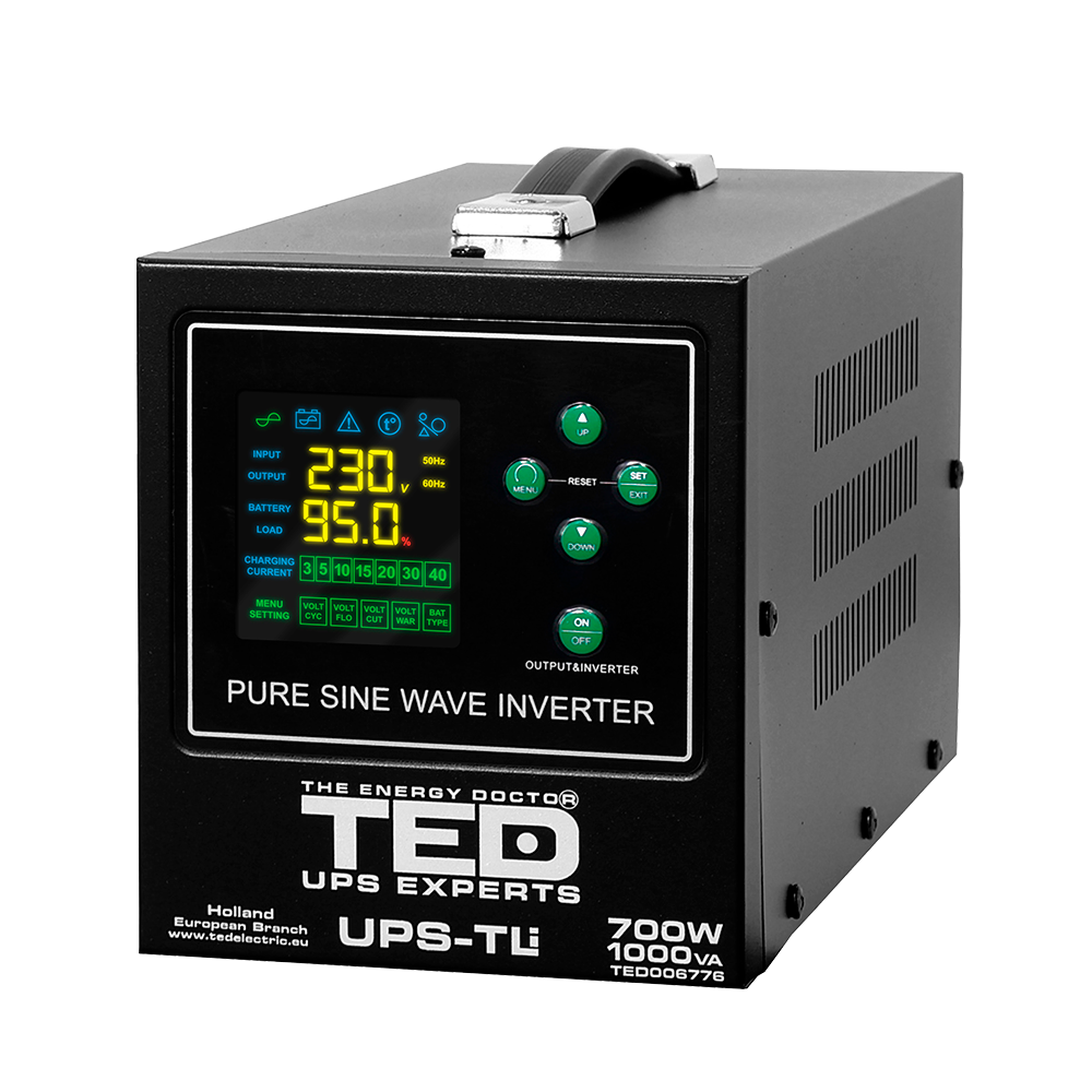 UPS Centrala Termica 1000VA 700W Litiu LiFePO4 TED Electric Imagine principală a produsului