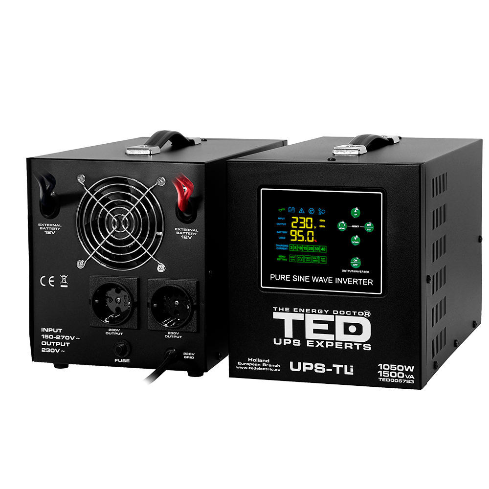 UPS Centrala Termica 1500VA 1050W utilizeaza 1 x baterie LiFePO4 / Auto TED Electric TED006783 Imagine secundară a produsului