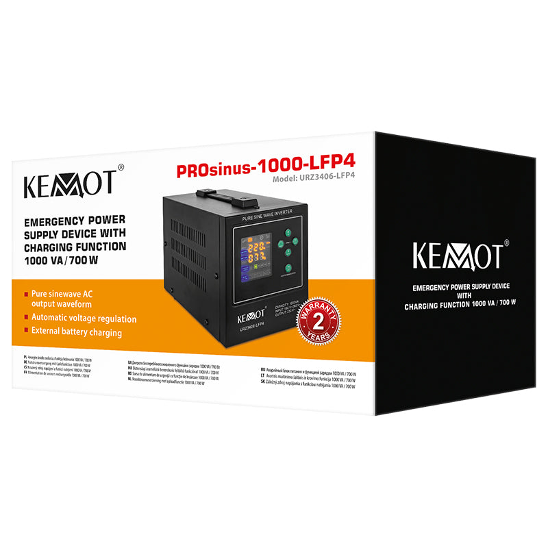 UPS Centrala Termica 1000VA 700W utilizeaza 1 x baterie 12V LiFePO4 Sinusoida Pura Kemot URZ3406-LFP4