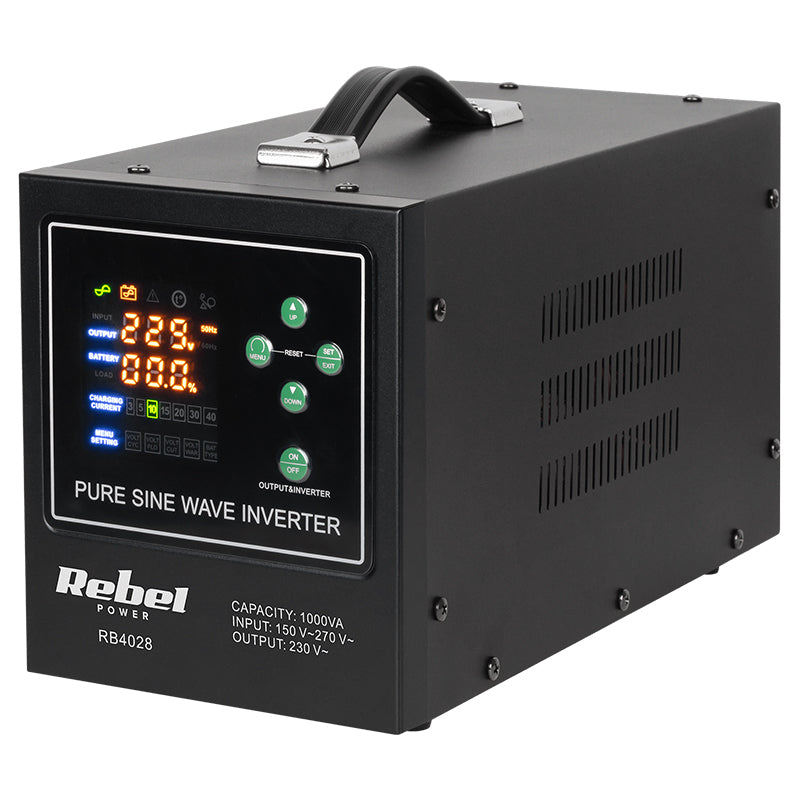 UPS Centrala Termica 1000VA 700W utilizeaza 1 x baterie 12V LiFePO4 Sinusoida Pura Rebel RB-4028
