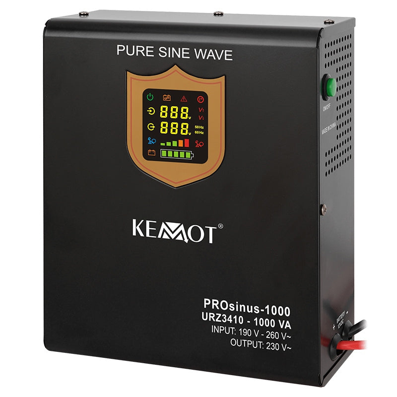 UPS Centrala Termica 1000VA 700W Montaj Perete utilizeaza 1 x baterie 12V AGM / GEL / Auto Sinusoida Pura Kemot URZ3410