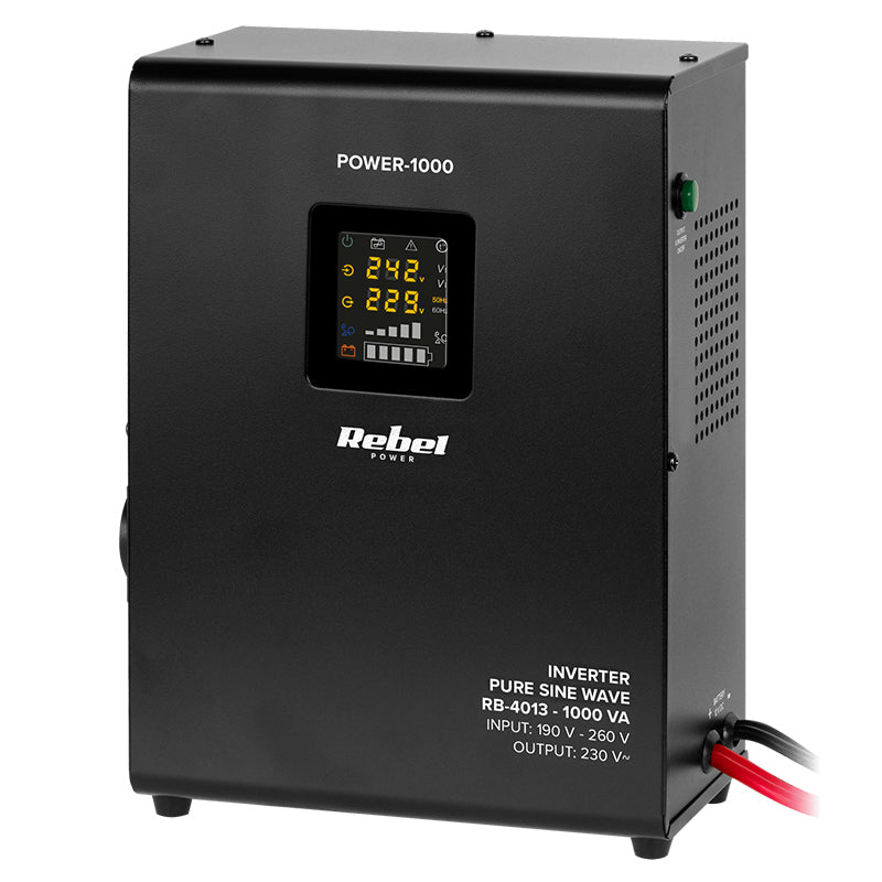 UPS Centrala Termica 1000VA 700W Montaj Perete utilizeaza 1 x baterie 12V AGM / GEL / Auto Sinusoida Pura Rebel RB-4013
