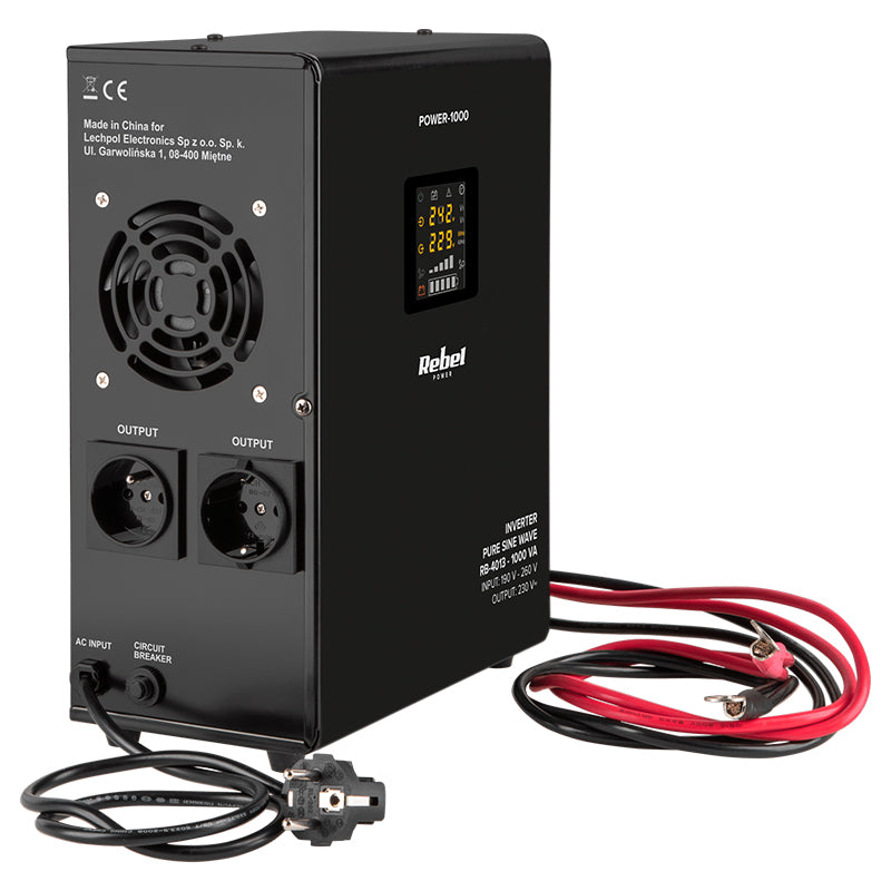 UPS Centrala Termica 1000VA 700W Montaj Perete utilizeaza 1 x baterie 12V AGM / GEL / Auto Sinusoida Pura Rebel RB-4013