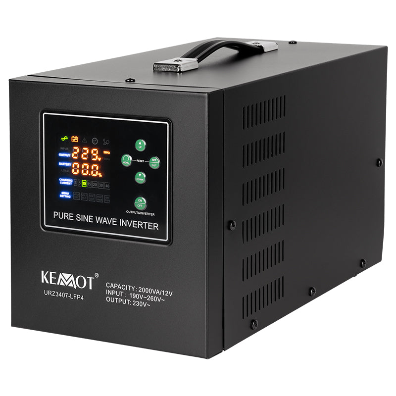 UPS Centrala Termica 2000VA 1200W utilizeaza 1 x baterie 12V LiFePO4 Sinusoida Pura Kemot URZ3407-LFP4