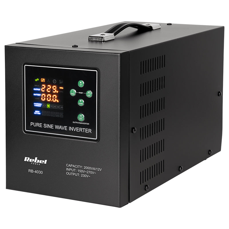 UPS Centrala Termica 2000VA 1200W utilizeaza 1 x baterie 12V LiFePO4 Sinusoida Pura Rebel RB-4030