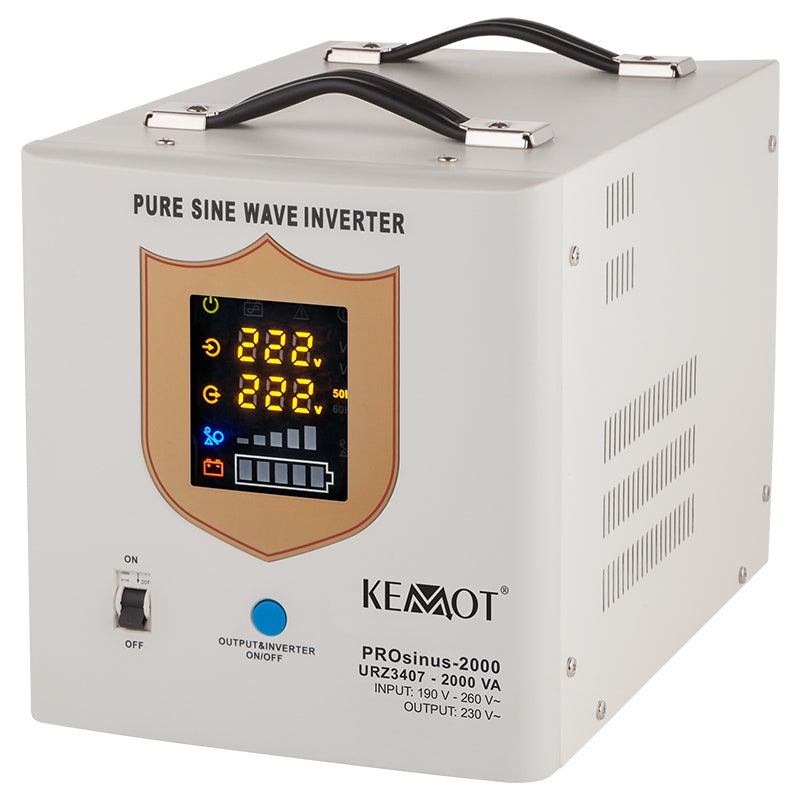 UPS Centrala Termica 2000VA 1200W utilizeaza 1 x baterie 12V AGM / GEL / Auto Sinusoida Pura Kemot URZ3407