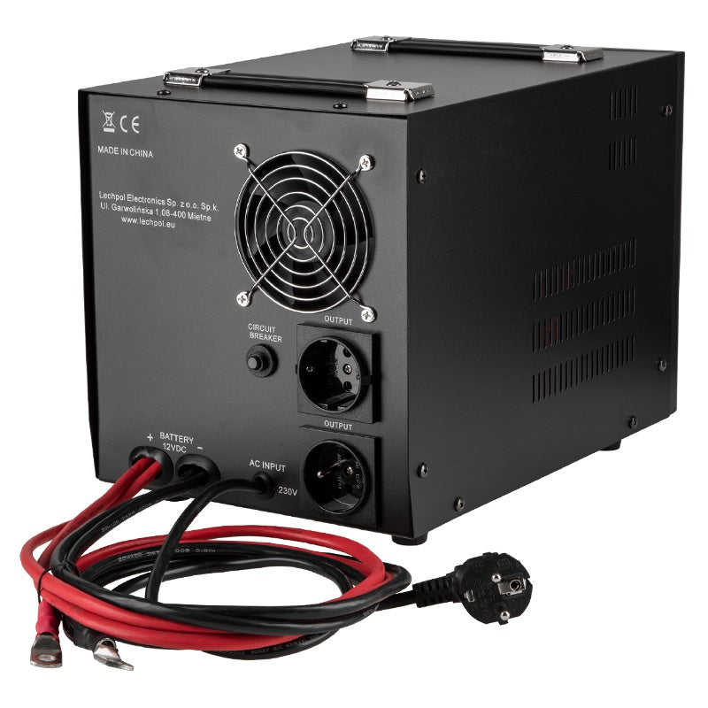 UPS Centrala Termica 2000VA 1200W utilizeaza 1 x baterie 12V AGM / GEL / Auto Sinusoida Pura Kemot URZ3407B Negru