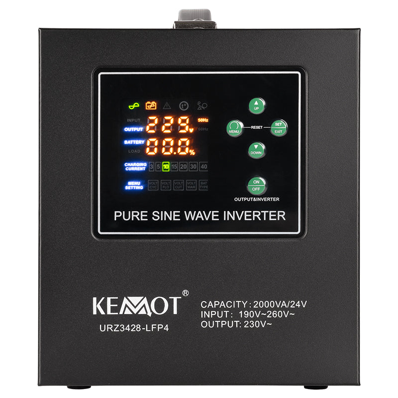 UPS Centrala Termica 2000VA 1400W utilizeaza 2 x baterie 12V LiFePO4 Sinusoida Pura Kemot URZ3428-LFP4