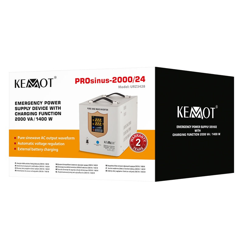 UPS Centrala Termica 2000VA 1400W utilizeaza 2 x baterie 12V AGM / GEL / Auto Sinusoida Pura Kemot URZ3428