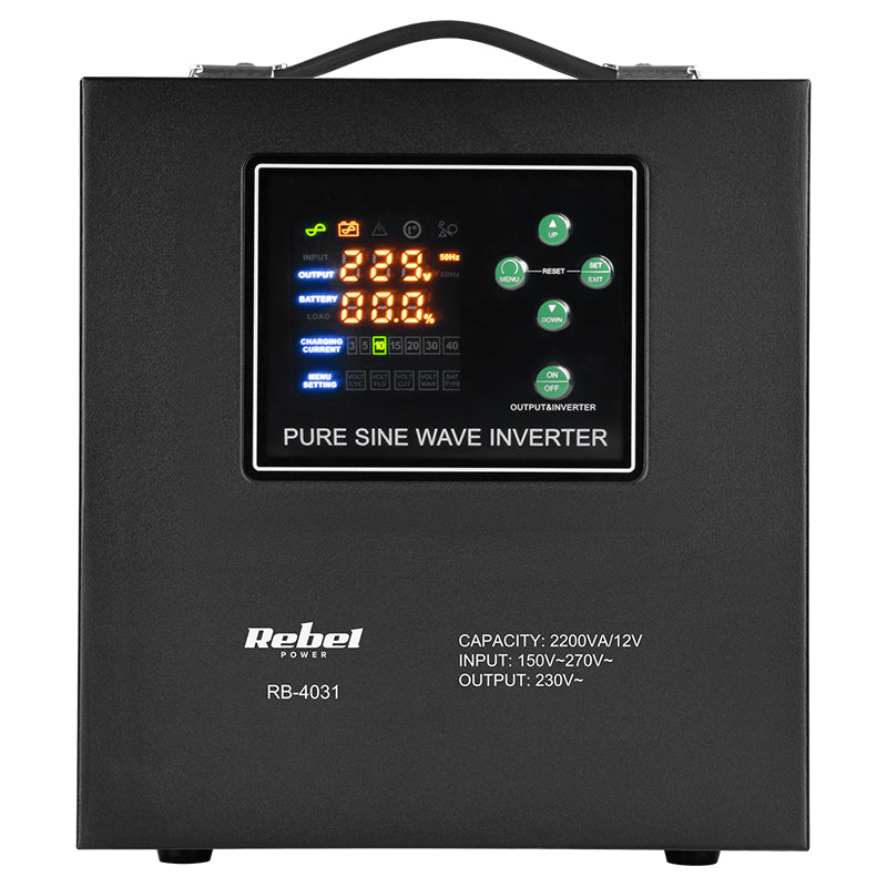 UPS Centrala Termica 2200VA 1600W utilizeaza 1 x baterie 12V LiFePO4 Sinusoida Pura Rebel RB-4031