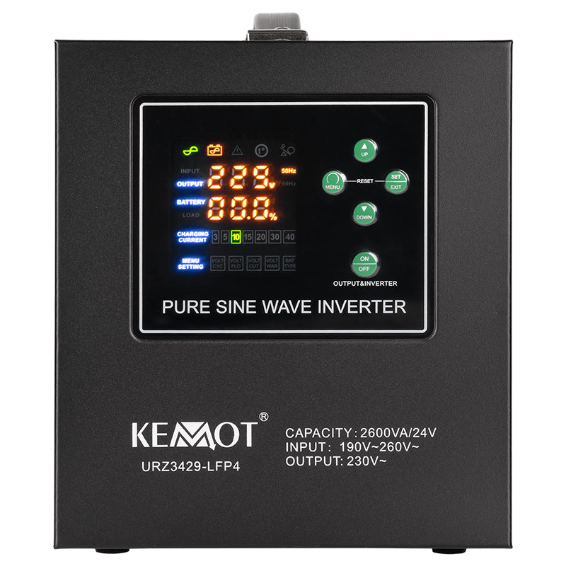 UPS Centrala Termica 2600VA 1800W utilizeaza 2 x baterie 12V LiFePO4 Sinusoida Pura Kemot URZ3429-LFP4