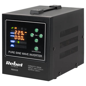 UPS Centrala Termica 500VA 300W utilizeaza 1 x baterie 12V LiFePO4 Sinusoida Pura Rebel RB-4026