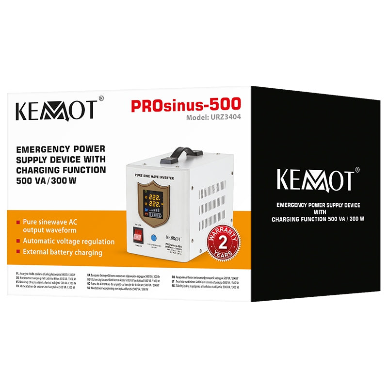 UPS Centrala Termica 500VA 300W utilizeaza 1 x baterie 12V AGM / GEL / Auto Sinusoida Pura Kemot URZ3404