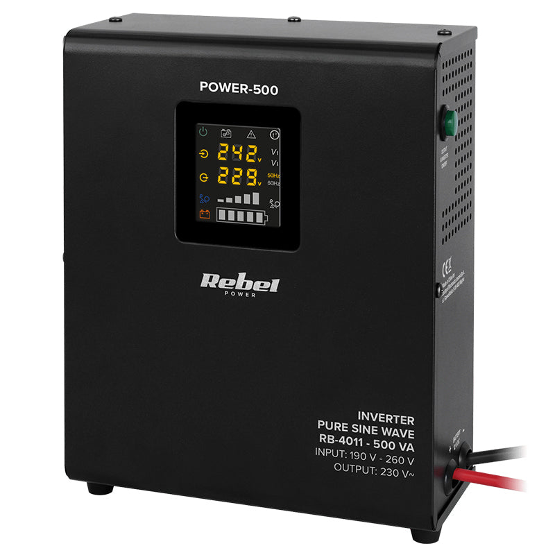 UPS Centrala Termica 500VA 300W Montaj Perete utilizeaza 1 x baterie 12V AGM / GEL / Auto Sinusoida Pura Rebel RB-4011