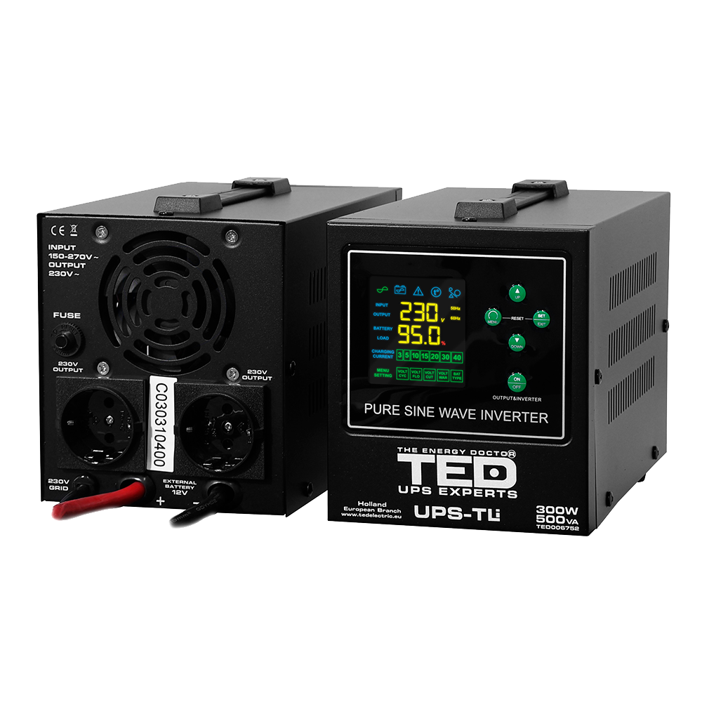 UPS Centrala Termica 500VA 300W utilizeaza 1 x baterie LiFePO4 / Auto TED Electric TED006752 Imagine secundară a produsului