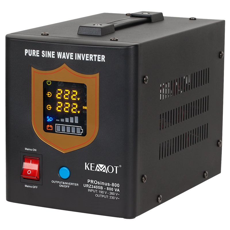 UPS Centrala Termica 800VA 500W utilizeaza 1 x baterie 12V AGM / GEL / Auto Sinusoida Pura Kemot URZ3405B Negru