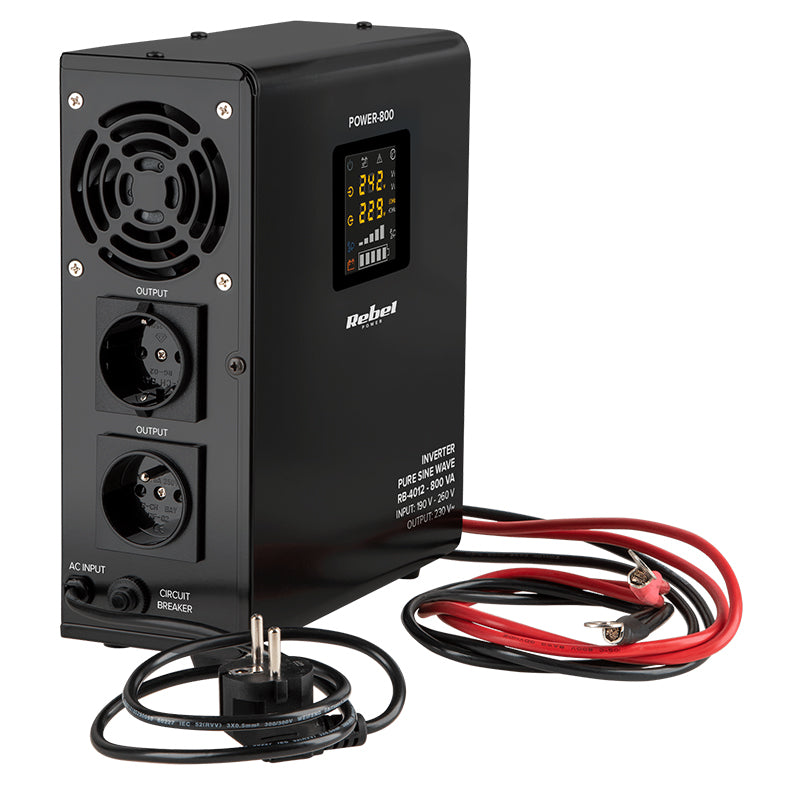 UPS Centrala Termica 800VA 500W Montaj Perete utilizeaza 1 x baterie 12V AGM / GEL / Auto Sinusoida Pura Rebel RB-4012