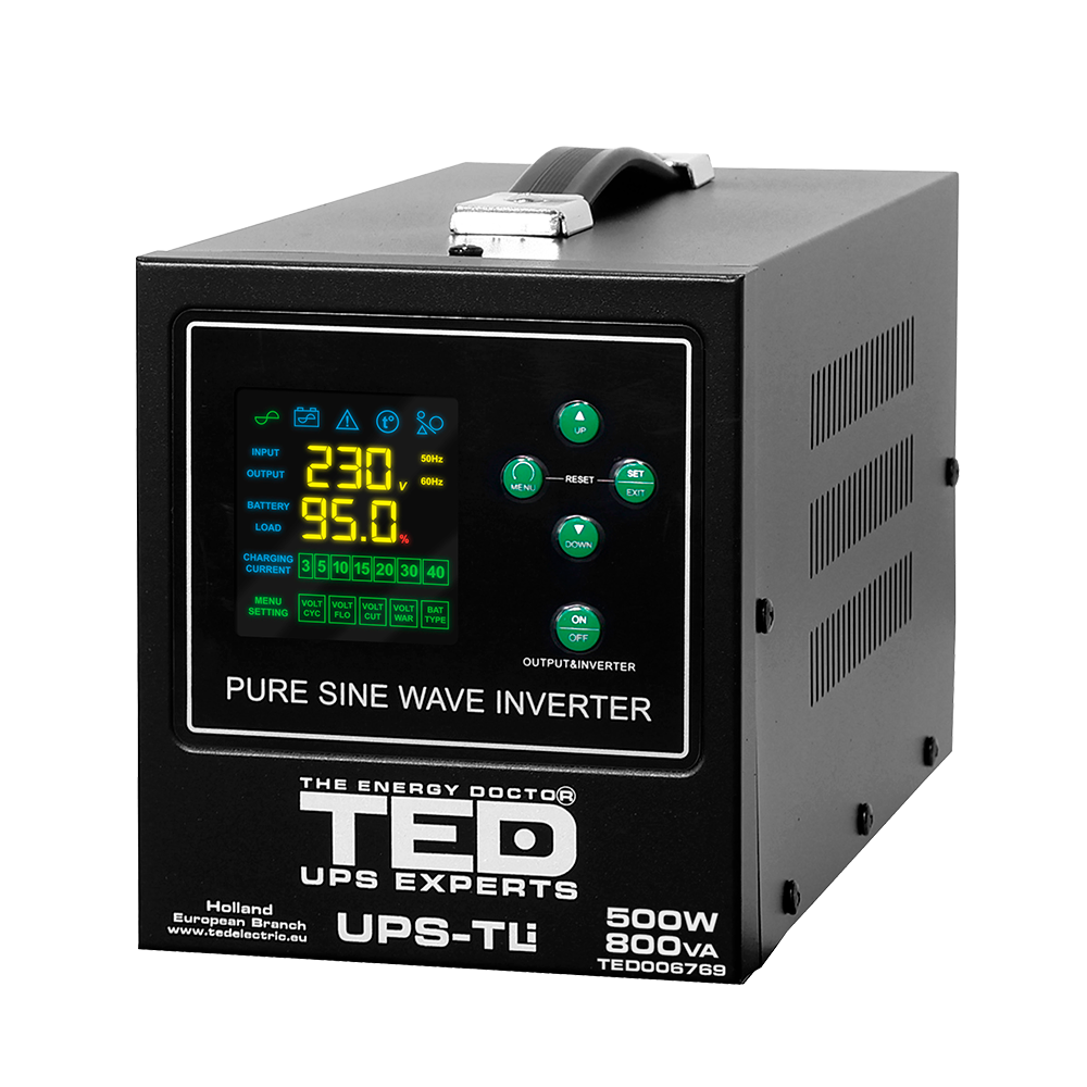 UPS Centrala Termica 800VA 500W Litiu LiFePO4 TED Electric Imagine principală a produsului