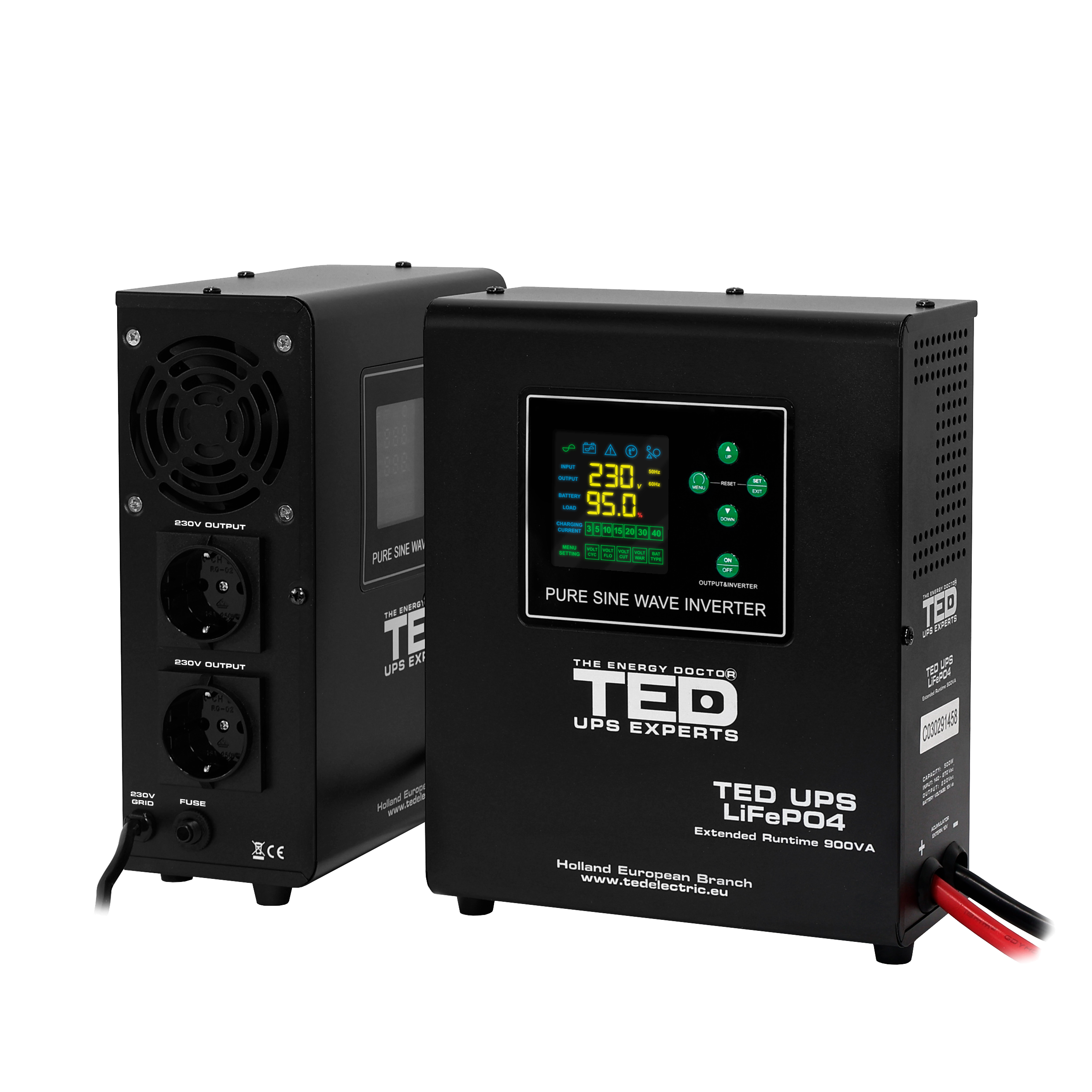 UPS Centrala Termica 900VA 500W utilizeaza 1 x baterie LiFePO4 / Auto TED Electric TED006653 Imagine secundară a produsului